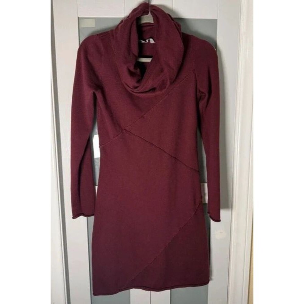 Athleta Camber Port Wine Burgundy Red Cowl Neck Sweater Dress XS